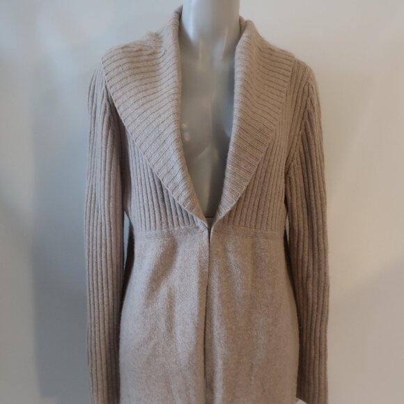 Women Cashmere Lord & Taylor Beige Pure Cashmere Chunky Cardigan Sweater XL - Picture 4 of 14